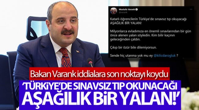 Bakan Varank: 'Katarlı öğrencilerin Türkiye'de sınavsız tıp okuyacağı aşağılık bir yalan'