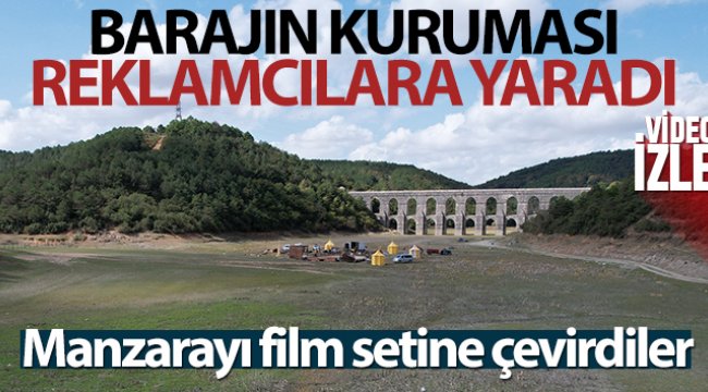 Bir kısmı kuruyan Alibeyköy Barajı film seti oldu
