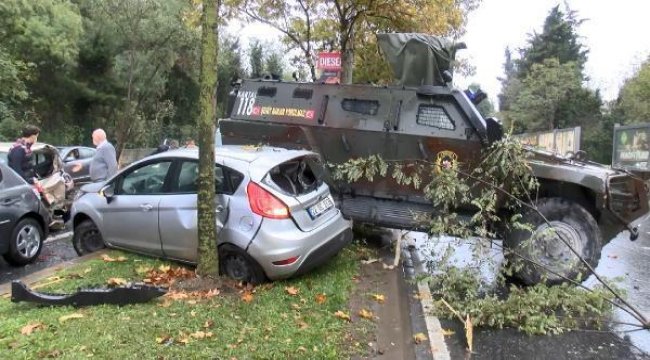 Sarıyer'de zırhlı polis aracı, 6 araca çarptı: Yaralılar var