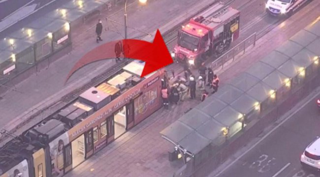 Fatih'te tramvay yolunda kaza