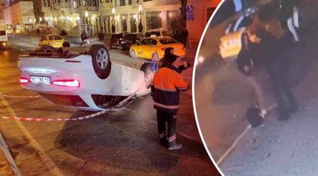 Beyoğlu'nda taksiye binmeye çalışan turist ölümden döndü