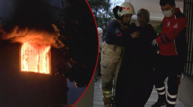 Son dakika... Ataşehir'de yangın! Alevlerin arasında kalan kadını kurtardılar