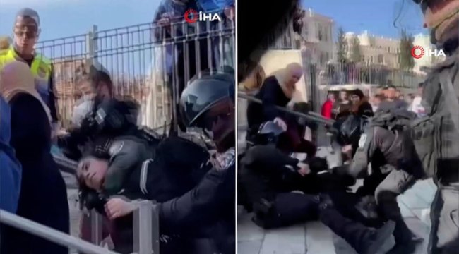 İnfial yaratan görüntü! İsrail polisi, Filistinli kızı darbetti