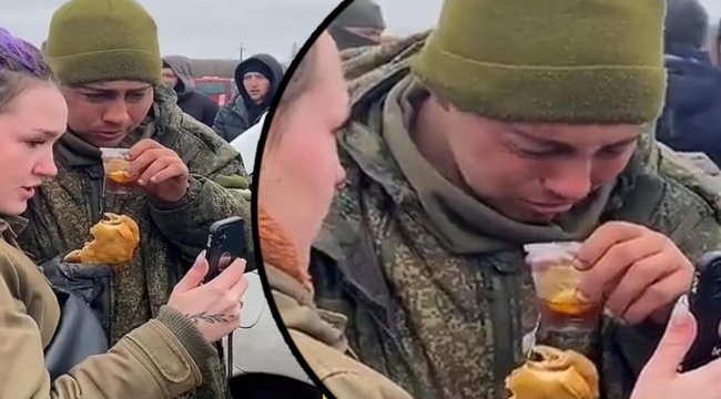 Ukraynalı kadınlar yemek verdi, teslim olan Rus askeri gözyaşlarına boğuldu!