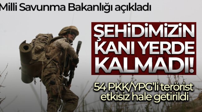 MSB: 'Fırat Kalkanı ve Zeytin Dalı bölgelerinde 54 PKK/YPG'li terörist etkisiz hale getirildi'