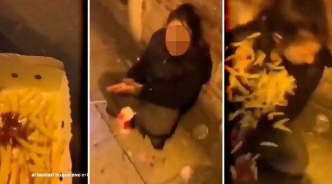Sosyal medyada tepki yağıyor: Kaldırımdaki çocuğa patates kızartması fırlatıp kaçtı! Gündem olan videoda skandal ifadeler