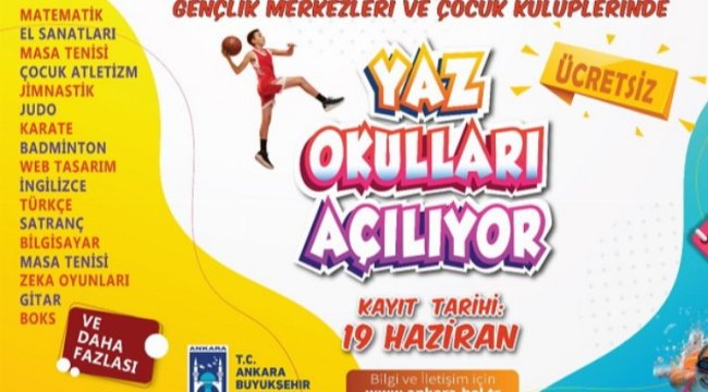 Ankara Büyükşehir Belediyesi yaz okulları başlıyor